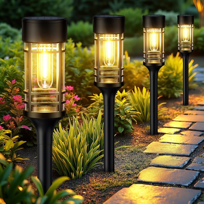 LET MY Solar Pathway Lights Outdoor, 2 Pack Solar Lights Outdoor Waterproof IP65, Bright Solar Garden Lights Outdoor, Auto On/Off Outdoor Solar Lights for Yard Walkway Driveway Landscape Garden Decor - Image 1